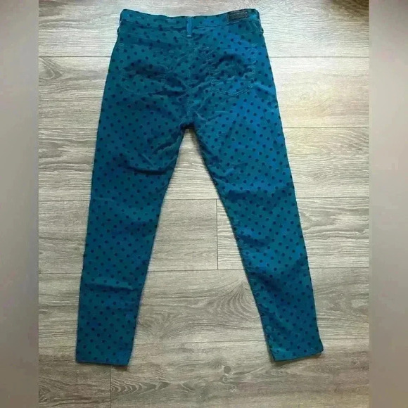 AG Adriano Goldschmied Blue Polka Dot Stevie Ankle Straight Leg Corduroys S 28 - Picture 2 of 6
